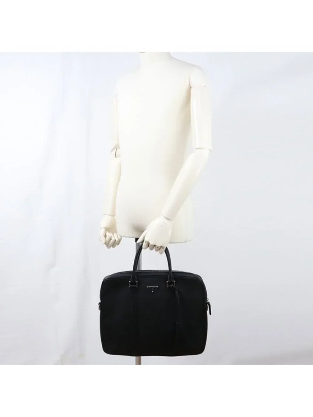 Prada Briefcase Leather Business Bags Black
